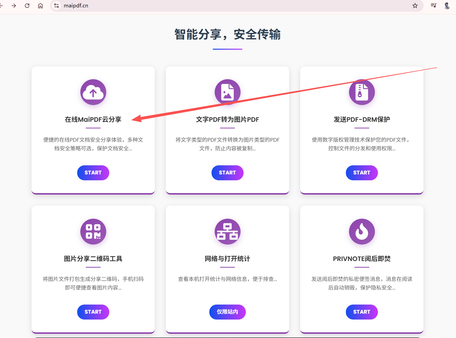 选择云分享入口生成分享链接